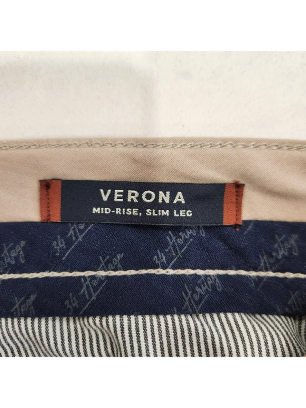 VTG 34 Heritage Verona Mid Rise Slim Leg Pants Mens Tag 31x34 Fits 32x27 Beige - Picture 7 of 14